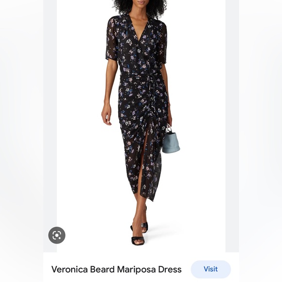 Veronica Beard Mariposa Floral midi dress, black. Size 4 - Picture 3 of 12